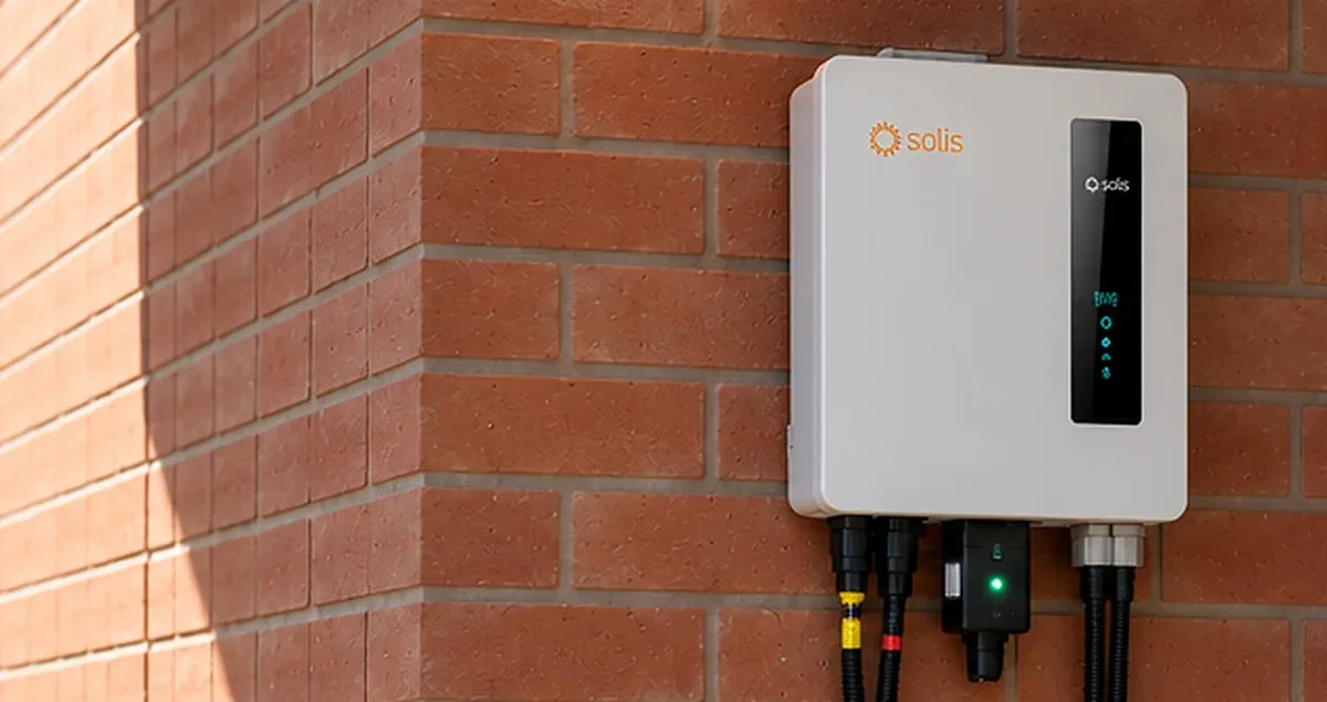 Solis hybrid inverter on a wall